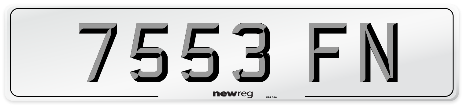 7553 FN Number Plate from New Reg
